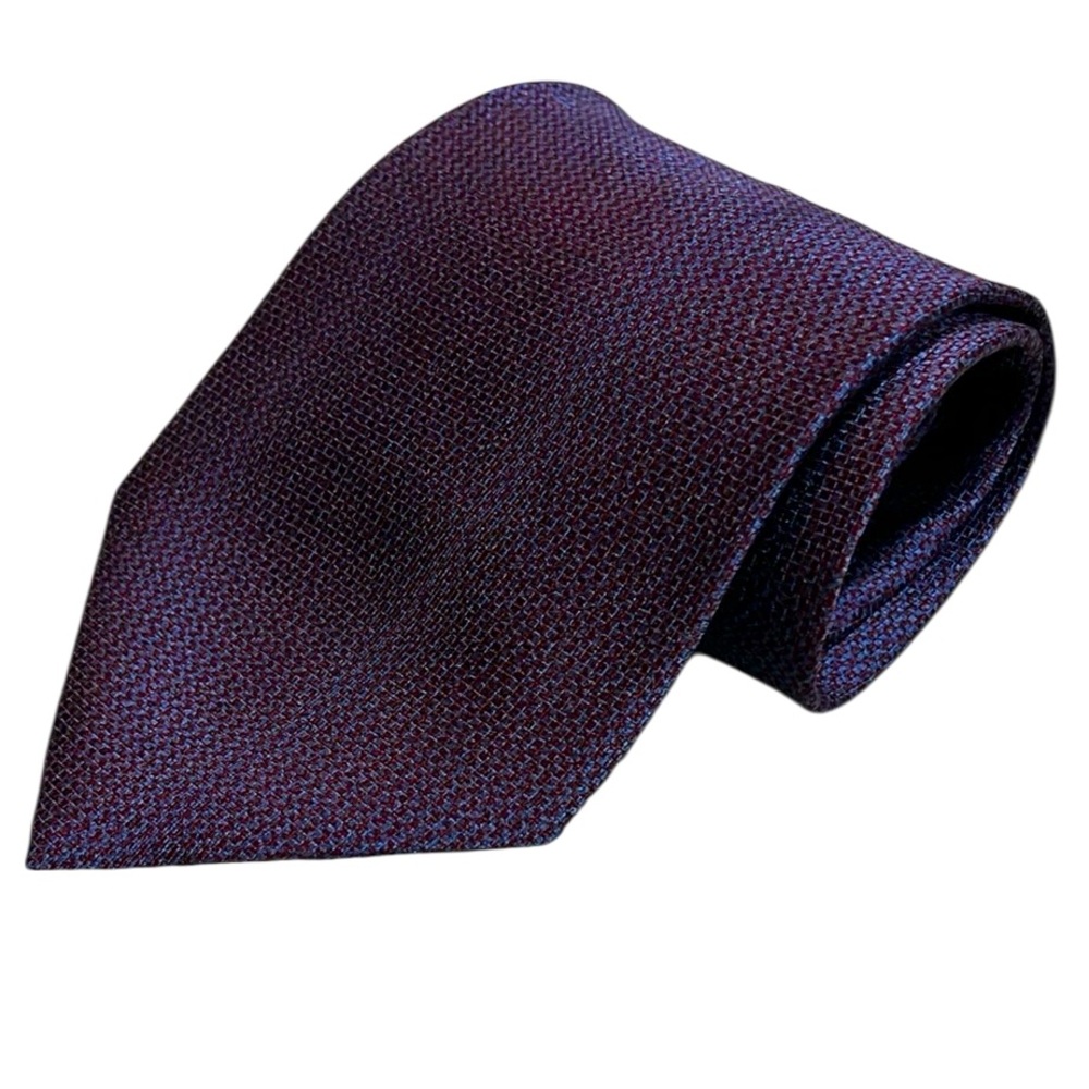 VINTAGE UMBERTO BOSSI HANDMADE SILK TIE BLUE RED (PURPLE)